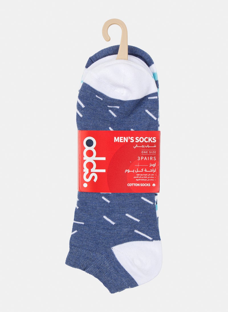 Odds Men's Pack of 3 Lycra Ankle Patterned Socks - Image 5